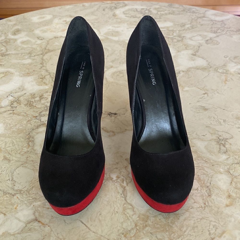 Call It Spring Platform Heels Red Black & Leopard Print - Picture 5 of 15